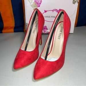 Brand new Women's High Heel Dress Shoe Annie Pinky red slip on pumps KARA-08 box